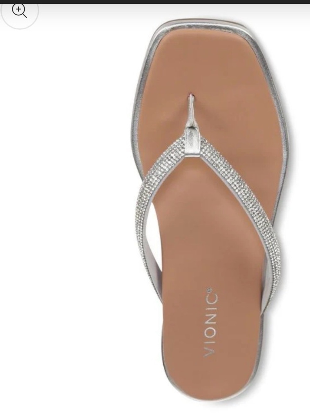 Vionic Vista Shine Silver Women's Flipflops size 9 walking casual vacation